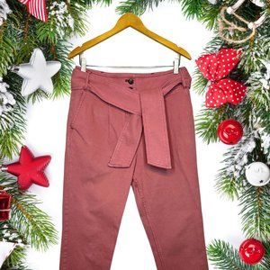 Boden Salmon Pink Paperbag Waist Dress Pants with Removable Belt Size 8